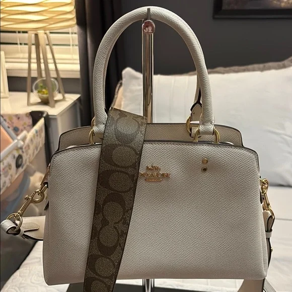 Coach Ivory Leather Satchel with Gold Accents - Picture 2 of 9